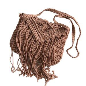 Boho Woven Tassel Crossbody Cute Summer Chic Bag Handbag Purse, PINK